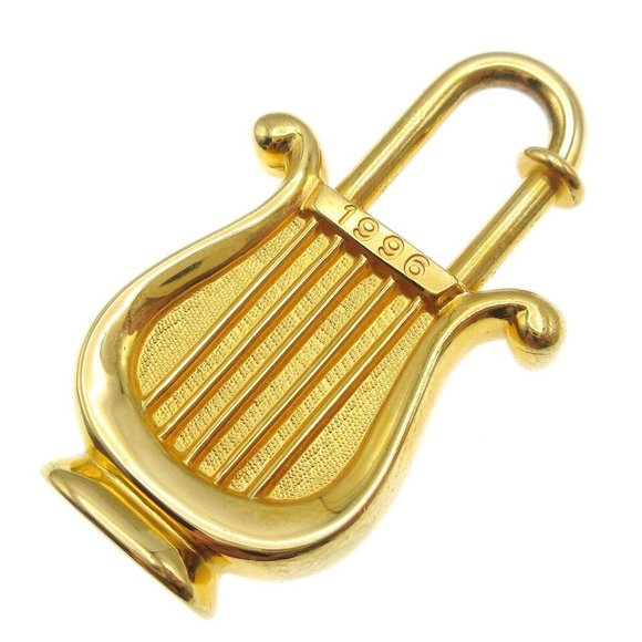 HERMES Harp Motif 1996 Limited Cadena Padlock Gold Bag Charm - Picture 5 of 10